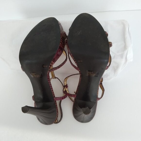 BCBGirls 'Minsy2' Cherrywood Snake Leather  T- Strappy Stiletto Platforms  Size9 - Picture 5 of 8